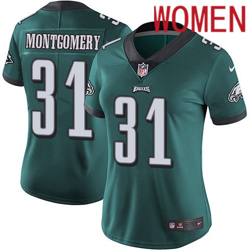 Women Philadelphia Eagles 31 Wilbert Montgomery Nike Midnight Green Vapor Limited NFL Jersey